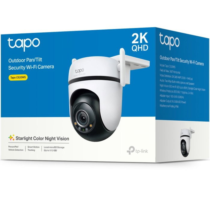 TP-Link Tapo C520WS Cámara de Seguridad IP 2K QHD Blanco/Negro